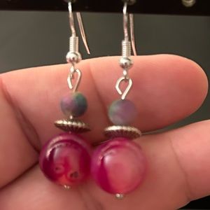 Artisan Handmade with love, dangling gorgeous beaded earrings.  One of a kind.